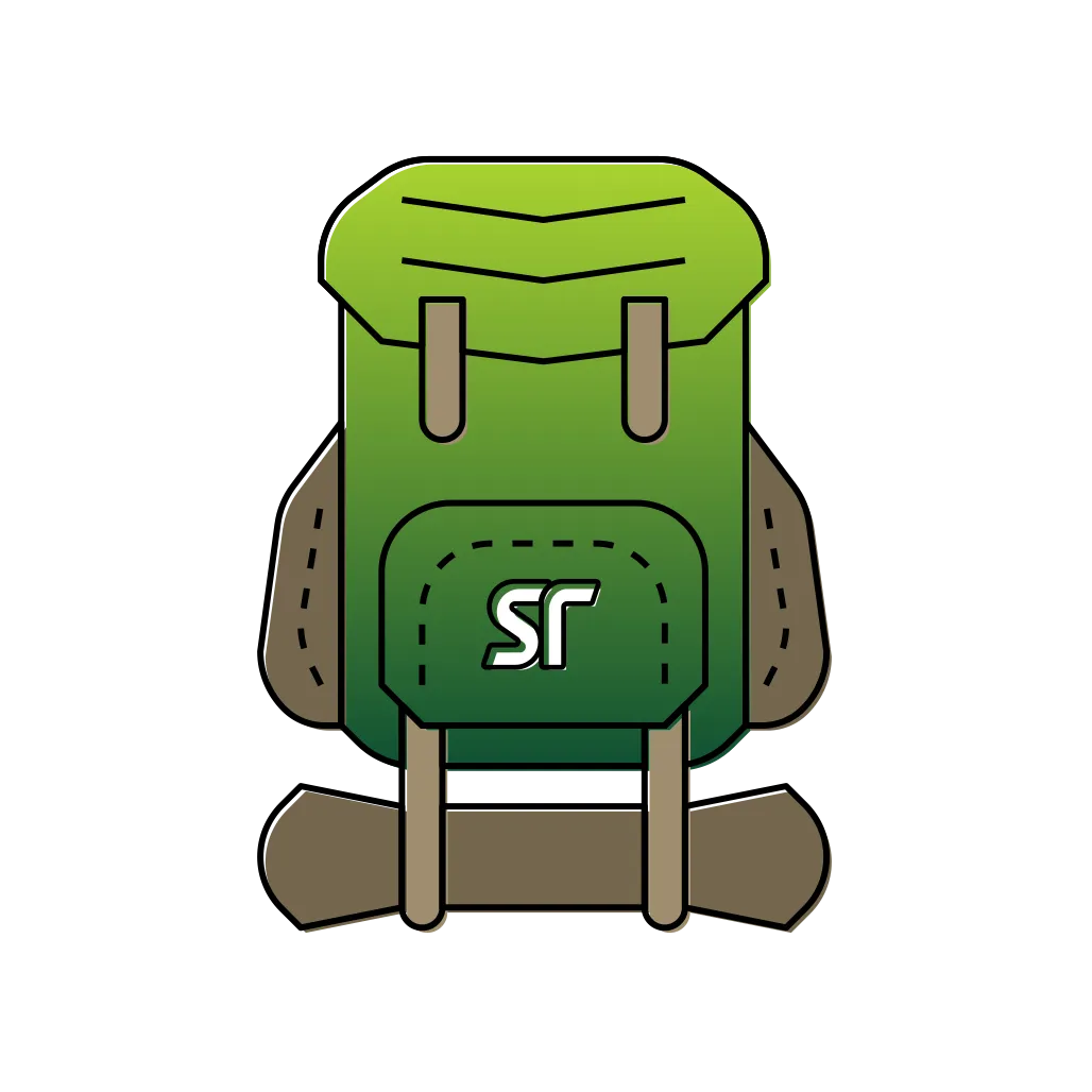 Illustration of a hiking backpack.